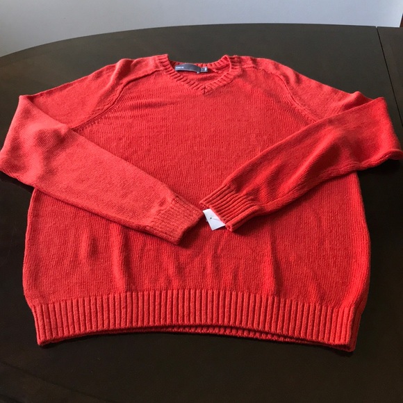 Vince 100% Linen Salmon Pink Large v-neck sweater